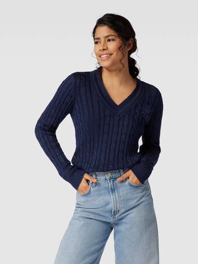 Lauren Ralph Lauren Strickpullover mit Zopfmuster Modell 'MEREN' Marine 4
