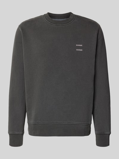 Produktfoto, Sweatshirt mit Logo-Print Modell 'JOEL' von Samsøe Samsøe in Anthrazit, gerippter Rundhalsausschnitt, Baumwoll-Mix, Relaxed Fit