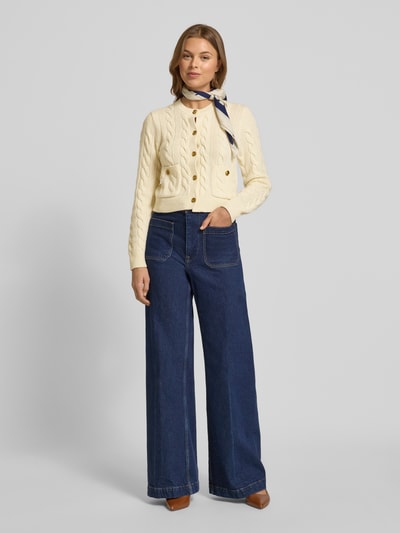 Polo Ralph Lauren Cardigan aus Lanawolle-Kaschmir-Mix mit Zopfmuster Ecru 1
