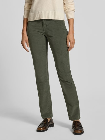 Brax Spodnie sztruksowe o kroju slim fit z 5 kieszeniami model ‘Carola’ Ciemnozielony 4