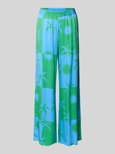Milano Italy Straight leg stoffen broek met elastische band Bleu - 2