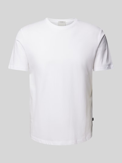 Lindbergh T-Shirt mit geripptem Rundhalsausschnitt Offwhite 1