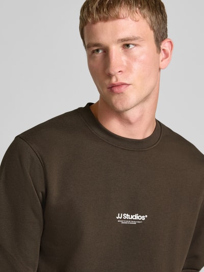 Jack & Jones Sweatshirt mit Label-Print Modell 'SOHO' Dunkelbraun 3