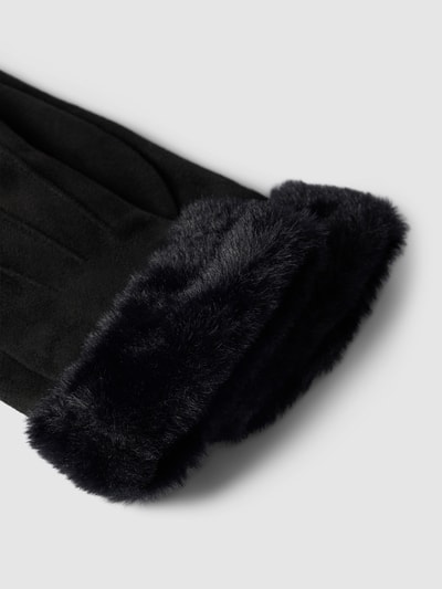 EEM Rękawiczki ze sztucznym futrem w jednolitym kolorze Czarny 2