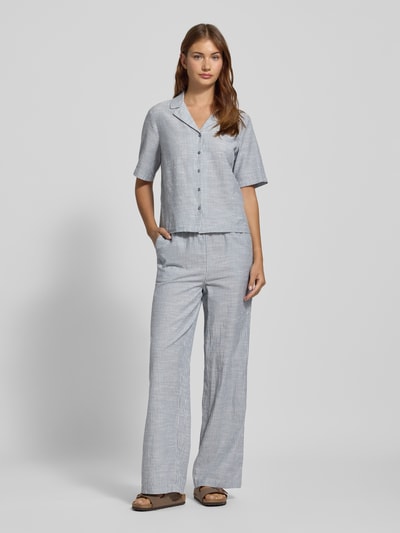 Pieces Regular fit overhemdblouse van een mix van katoen en linnen, model 'PIA' Blauw - 1