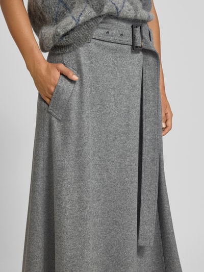 Windsor Midirock aus Schurwolle mit Gürtel Dunkelgrau 3