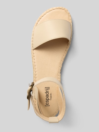 Produktfoto, Sandalette aus Leder Modell 'NIMES' von Espadrij in Beige mit Riemen, Dornschließe, Gummisohle, Absatzhöhe 2 cm, Schafthöhe 10 cm, Schaftweite 9 cm