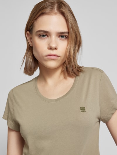 G-Star Raw T-shirt met labelstitching Taupe - 3