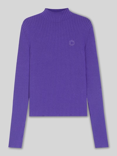 Hugo Blue Slim Fit Strickpullover mit Rippstruktur Modell 'SARMIE' Lila 2