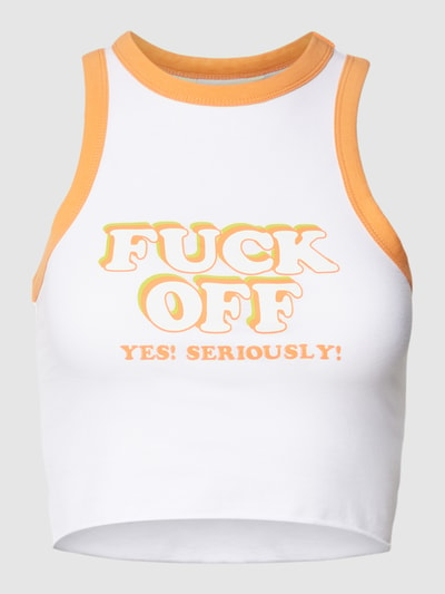 Review Crop Top mit F*** OFF Print Weiss 2