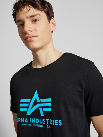 Alpha Industries T-Shirt mit Label-Print Metallic Blue 3