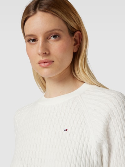 Tommy Hilfiger Sweter z dzianiny z wzorem warkocza Écru 3