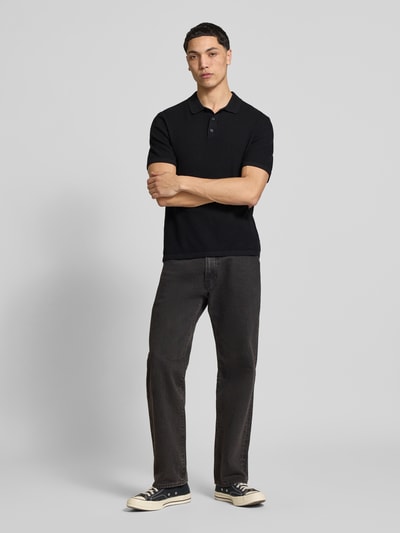 JACK & JONES Regular Fit Poloshirt mit Strukturmuster Modell 'GEORGE' Black 1