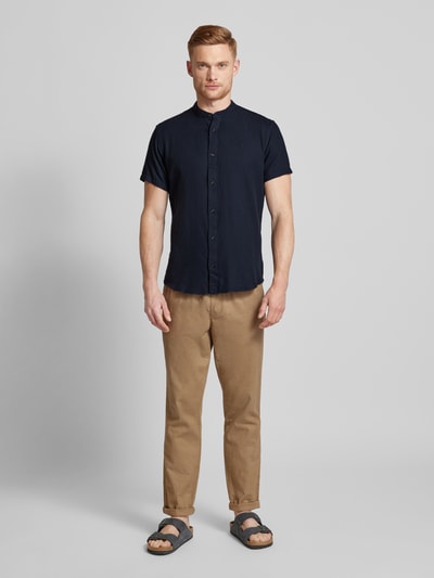 Jack & Jones Premium Freizeithemd mit Stehkragen Modell 'MAZE' Marine 1