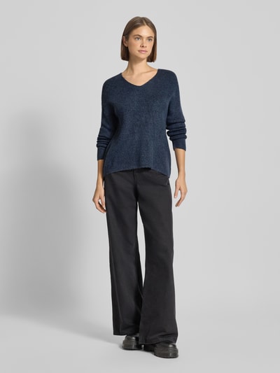Only Regular Fit Strickpullover mit V-Ausschnitt Modell 'CAMILLA' Rauchblau Melange 1