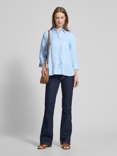Brax Regular Fit Leinenbluse mit Brusttasche Modell 'Vickie' Hellblau 1