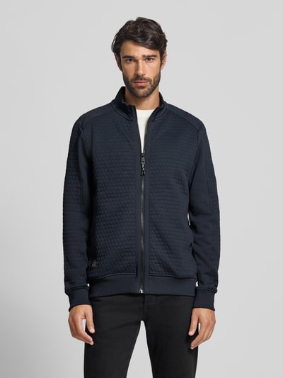 camel active Regular fit sweatjack met opstaande kraag, model 'Bubble' Marineblauw - 4