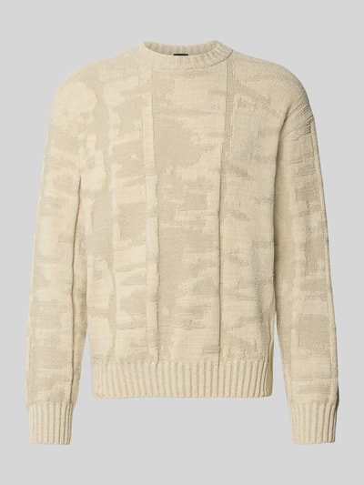 BOSS Orange Regular Fit Strickpullover aus Baumwoll-Mix Modell 'KIRESO' Beige 2