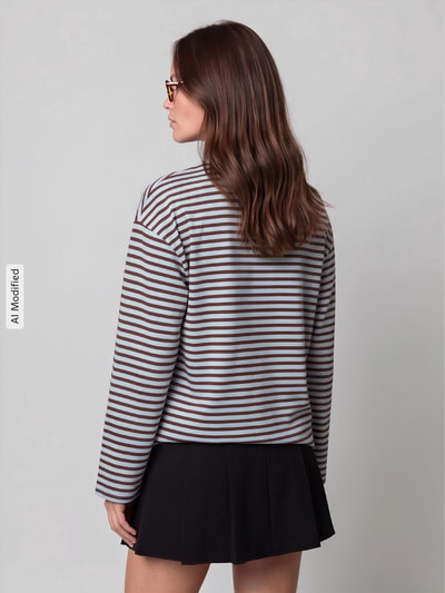 PIECES relaxed fit shirt met lange mouwen van katoenmix model 'ADIE' Blauw - 5