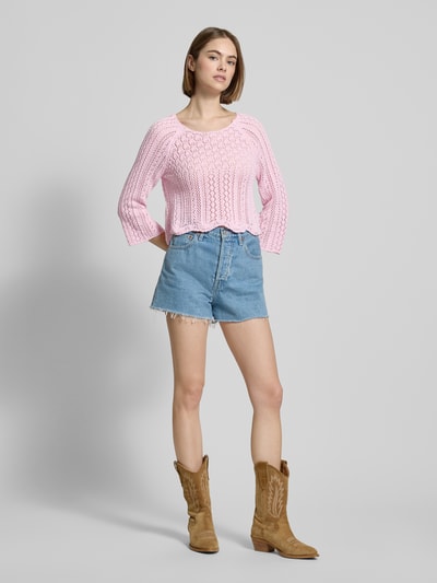 Only Cropped Strickpullover mit Baumwoll-Anteil Modell 'NOLA' Rosa 1