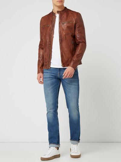 GOOSECRAFT Leren jack in bikerlook, model 'Kyll' Cognac - 1