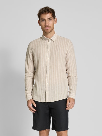 Casual Friday Koszula casualowa z listwą guzikową model ‘DALLAS’ Szarobrązowy 4