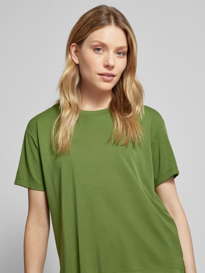 Jake*s Casual T-shirt met geribde ronde hals Grasgroen - 3