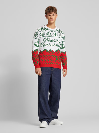 Only & Sons Gebreide pullover met motief- en statementstitching, model 'XMAS' Wit - 1