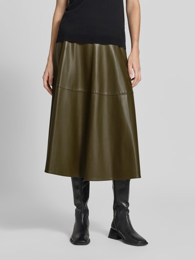 Oui Midirok in leerlook met steekzakken Kaki - 4