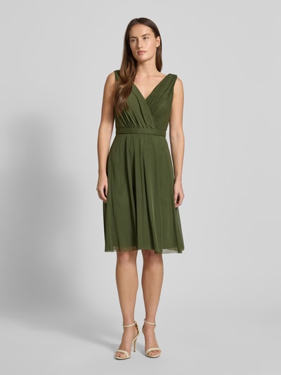 TROYDEN COLLECTION Cocktailjurk met V-hals Olijfgroen - 1