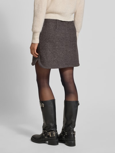 ICHI Minirock mit elastischem Bund Modell 'WOOLY' Dunkelbraun 5