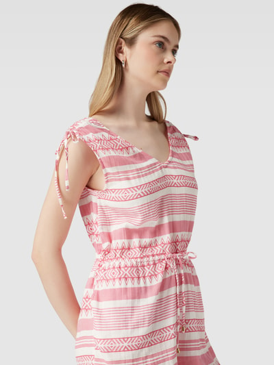 Only Playsuit van katoen met all-over motief, model 'NORA' Felroze - 3