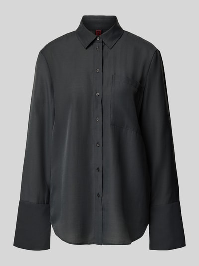 Stefanel Regular fit overhemdblouse met borstzak Donkergrijs - 2