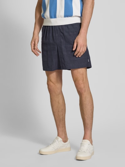 Les Deux Regular fit korte broek met structuurmotief, model 'Charlie' Donkerblauw - 4