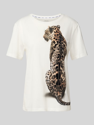 Marc Cain Regular Fit T-Shirt aus reiner Baumwolle mit Animal-Print Offwhite 2