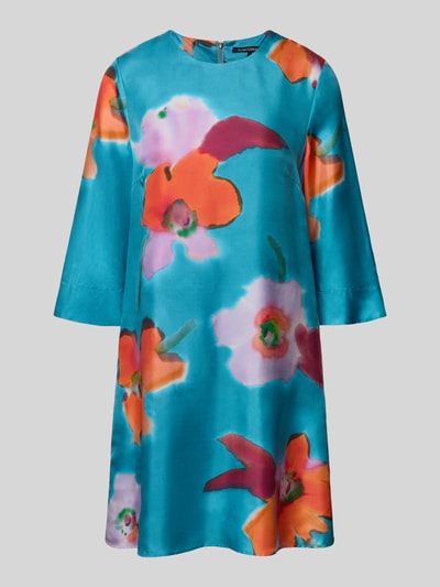 Luisa Cerano Knielanges Kleid aus Seide mit Rundhalsausschnitt Tuerkis 2