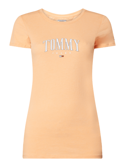 Tommy Jeans T-shirt z bawełny ekologicznej z nadrukiem z logo  Pomarańczowy 1