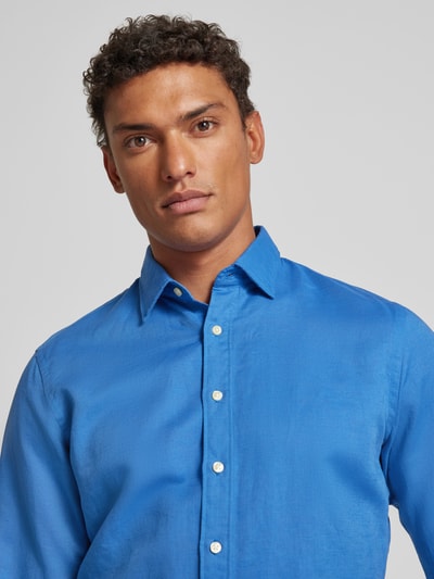 Jake*s Slim fit zakelijk overhemd met kentkraag Koningsblauw - 3