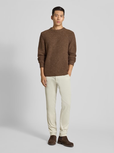 MCNEAL Gebreide pullover van wolmix met ronde hals Chocoladebruin gemêleerd - 1