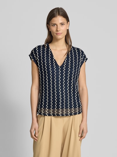 Vila T-shirt z dekoltem w serek model ‘ELLEN’ Granatowy 4