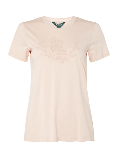 Lauren Ralph Lauren T-shirt met borduursels en sierkralen Felroze - 1