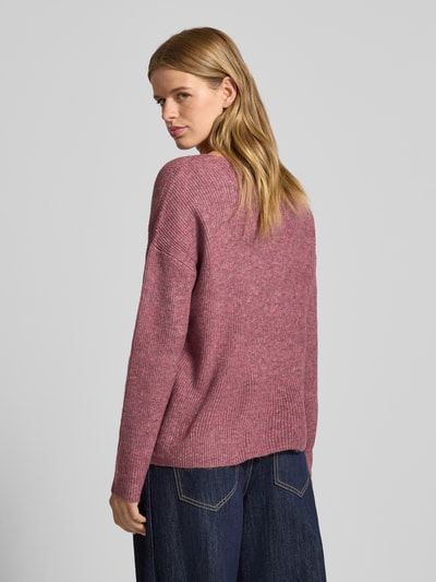 Only Regular Fit Strickpullover mit V-Ausschnitt Modell 'CAMILLA' Altrosa Melange 5