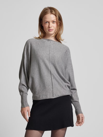 Someday Gebreide pullover met deelnaad, model 'Taliya line' Lichtgrijs gemêleerd - 4