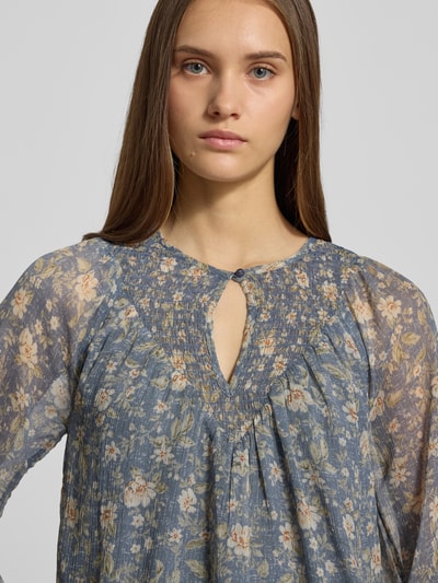 Pepe Jeans Bluzka szyfonowa o kroju relaxed fit z kwiatowym wzorem na całej powierzchni model ‘LAUREL SHIRT’ Szaroniebieski 3