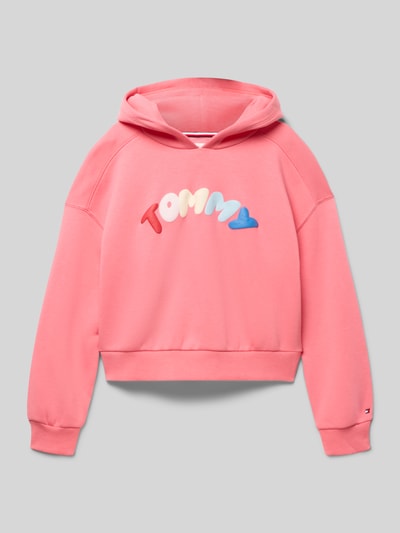 Tommy Hilfiger Teens regular fit hoodie van katoenmix Felroze - 1