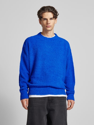 Hugo Blue Strickpullover mit Label-Stitching Modell 'Sanou' Blau 4