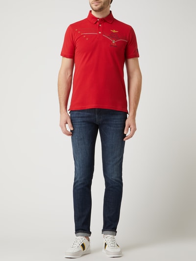 Aeronautica Militare Slim fit poloshirt van piqué Rood - 1