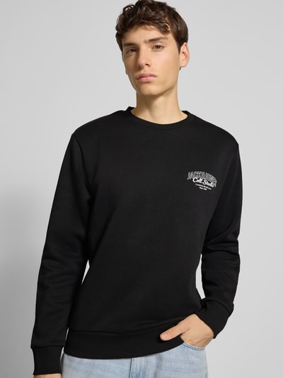 Jack & Jones Sweatshirt met labelprint, model 'MAKOTO' Zwart - 3