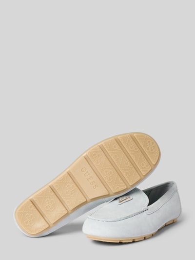 Guess Mokasyny skórzane z naszywką z logo model ‘LILAN’ Jeansowy niebieski 4