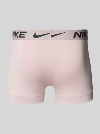 Produktfoto, Micro Trunks im 3er-Pack mit Logo-Bund von Nike, Herren, Material-Mix mit Stretch-Anteil, Körpernaher-Schnitt, Elastischer-Logo-Bund, Logo-Print, hellrosa Farbton, glatte Struktur.